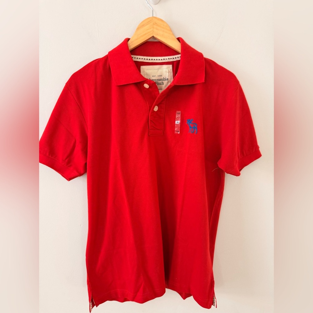 Abercrombie Kids Red Polo Shirt Boys XL (14–16)‎ Classic Logo NWT